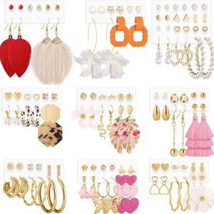 Earring Set Women Acrylic Tassel Hoop Stud Dangle Party Gift Assorted
